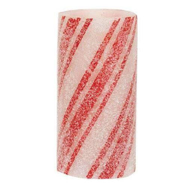 Multi-Stripe Candy Cane Timer Pillar Candle, 3